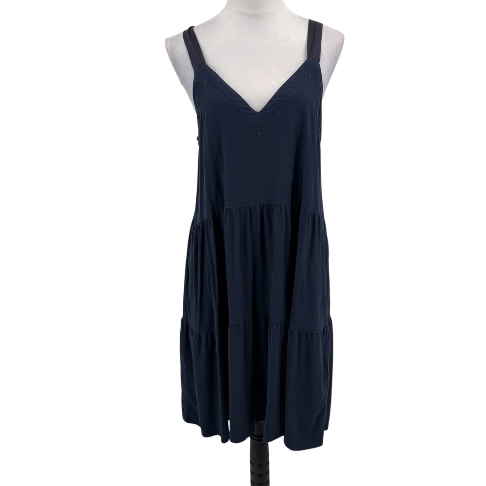 Splendid Dress Women M Blue Sleeveless Tiered V-Neck Pockets RM1D070 Boho Casual